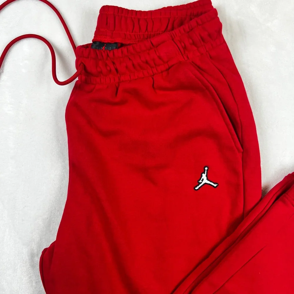 Jordan Essentials Fleece Sweatpants Red Jumpman Joggers Mens Large 755
